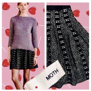 MOTH by Anthropologie Black & White Chenille Jacquard Knit Skirt size S
